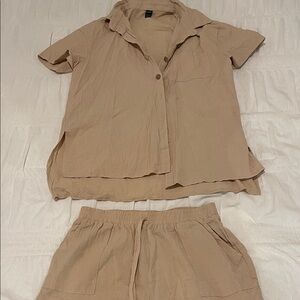 SHEIN Beige Button-Up Shirt